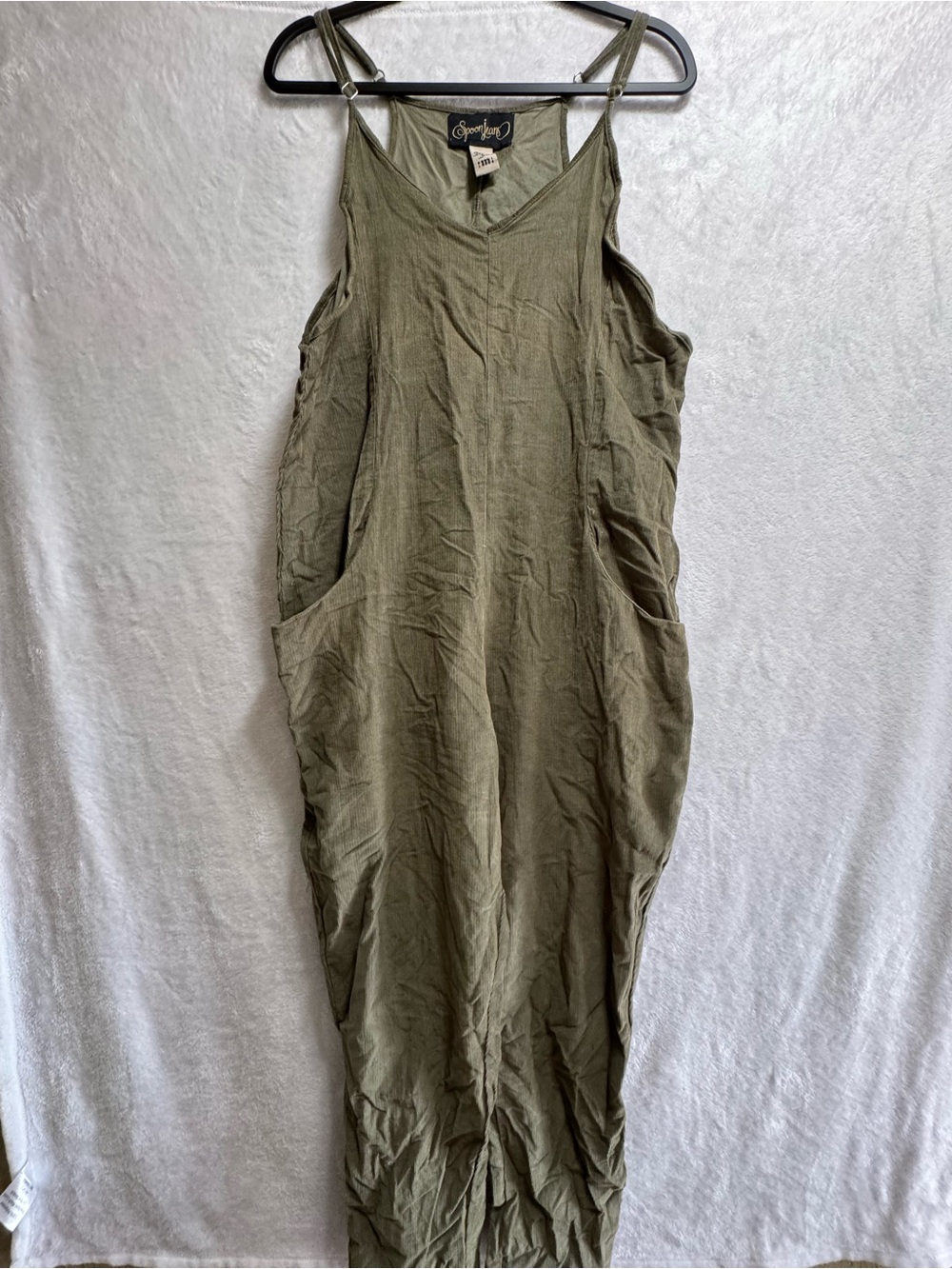 Gypsy Junkies Olive Green Linen-Blend Strap Jumpsuit
